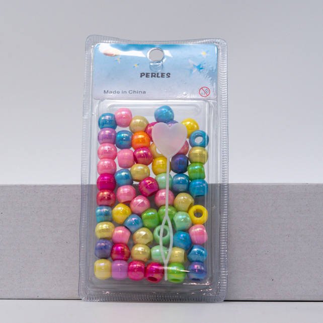 PERLES PLASTIQUE ET BOIS MULTICOLORE F